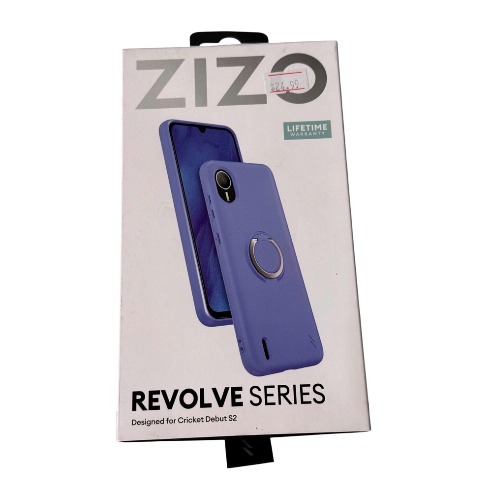 Zizo Revolve Series Case for Cricket Debut S2 Purple Rugged Ring Kickstand Cover